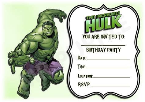 hulk einladungskarten|Hulk Invitation Card